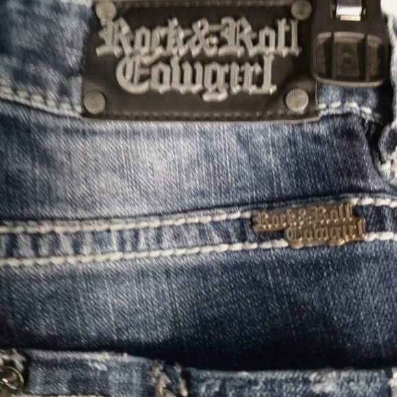Rock N Roll Cowgirl Jeans Womens 28x32 Mid Rise Bootcut Denim Bling Western - Picture 10 of 12